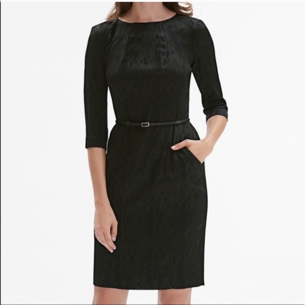 MM LAFLEUR Black Etsuko Satin Jacquard Dress size 12